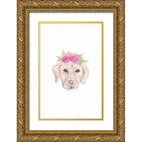 Petunia Pup Gold Ornate Wood Framed Art Print with Double Matting by Varacek, Pam