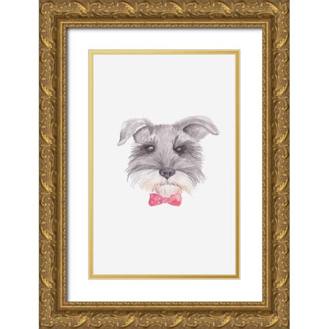 Bowtie Blackie Gold Ornate Wood Framed Art Print with Double Matting by Varacek, Pam