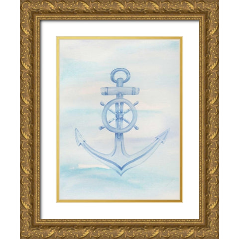 Coastal Anchor 1 Gold Ornate Wood Framed Art Print with Double Matting by Varacek, Pam