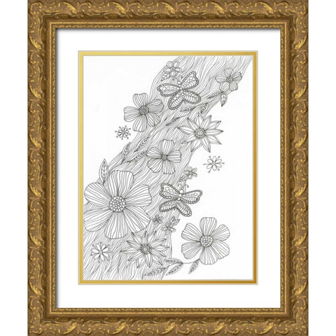 Spring Shower Gold Ornate Wood Framed Art Print with Double Matting by Varacek, Pam