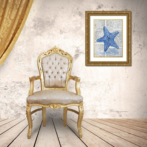 Written Starfish Gold Ornate Wood Framed Art Print with Double Matting by Varacek, Pam