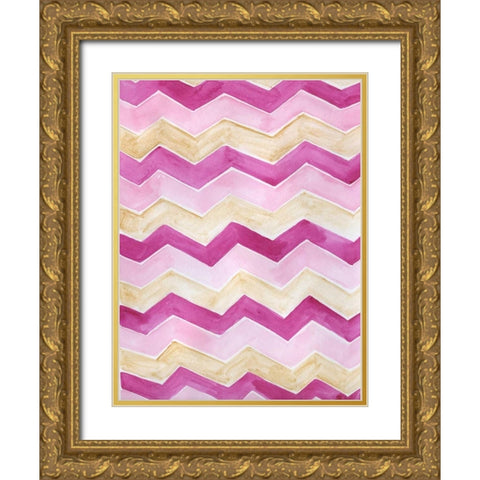 Loving Zig Zags Gold Ornate Wood Framed Art Print with Double Matting by Varacek, Pam