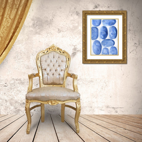 Indigo Stones Gold Ornate Wood Framed Art Print with Double Matting by Varacek, Pam