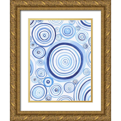 Mesmerized Blues 1 Gold Ornate Wood Framed Art Print with Double Matting by Varacek, Pam