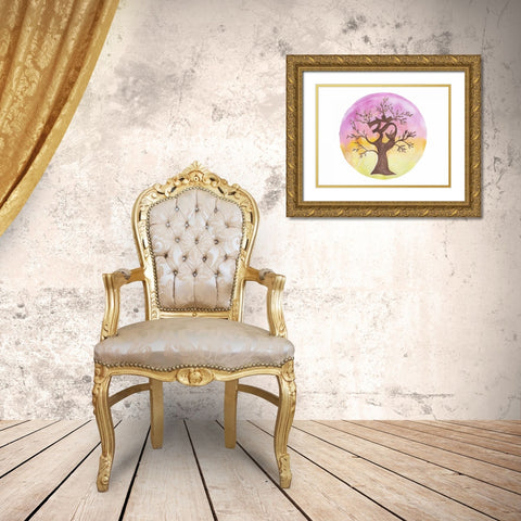 Zenful Tree Gold Ornate Wood Framed Art Print with Double Matting by Varacek, Pam