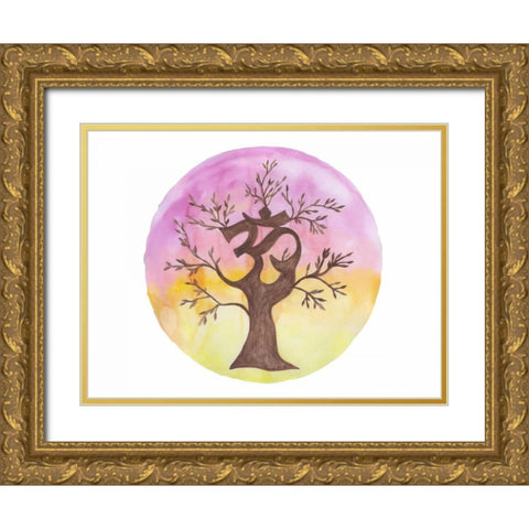 Zenful Tree Gold Ornate Wood Framed Art Print with Double Matting by Varacek, Pam