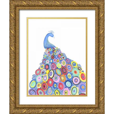 Endless Peacock Gold Ornate Wood Framed Art Print with Double Matting by Varacek, Pam