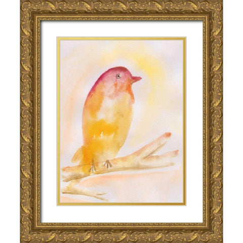 Western Tanager Gold Ornate Wood Framed Art Print with Double Matting by Varacek, Pam