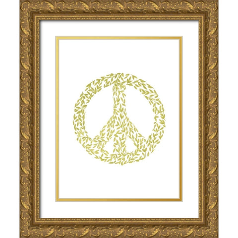 Peace Flourish Gold Ornate Wood Framed Art Print with Double Matting by Varacek, Pam