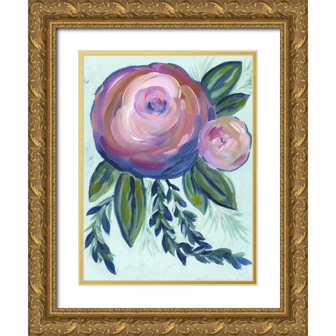 Elegant Bloom 1 Gold Ornate Wood Framed Art Print with Double Matting by Varacek, Pam