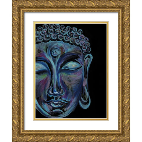 Colorful Buddha Gold Ornate Wood Framed Art Print with Double Matting by Varacek, Pam