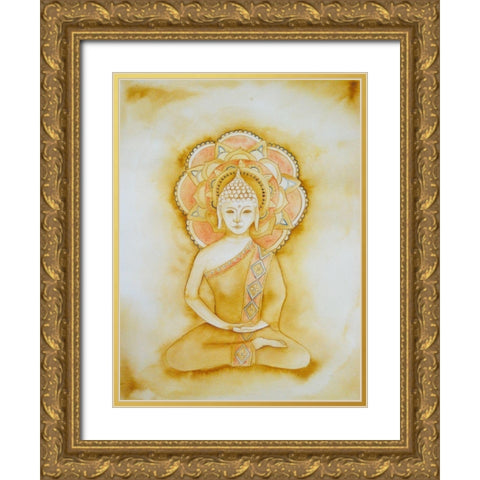 Natural Buddha Gold Ornate Wood Framed Art Print with Double Matting by Varacek, Pam