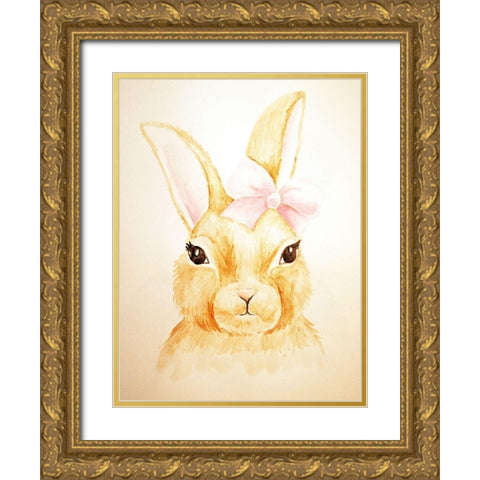 Cute Bunny Gold Ornate Wood Framed Art Print with Double Matting by Varacek, Pam