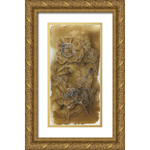 Powerful Floral Gold Ornate Wood Framed Art Print with Double Matting by Varacek, Pam