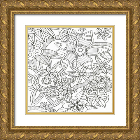 Intricate Flowers Gold Ornate Wood Framed Art Print with Double Matting by Varacek, Pam