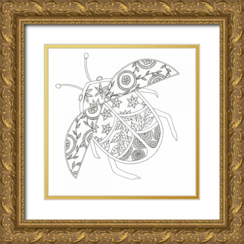 Flying Lady Bug Gold Ornate Wood Framed Art Print with Double Matting by Varacek, Pam