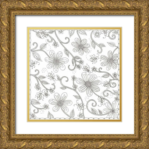 Floral Reach Gold Ornate Wood Framed Art Print with Double Matting by Varacek, Pam