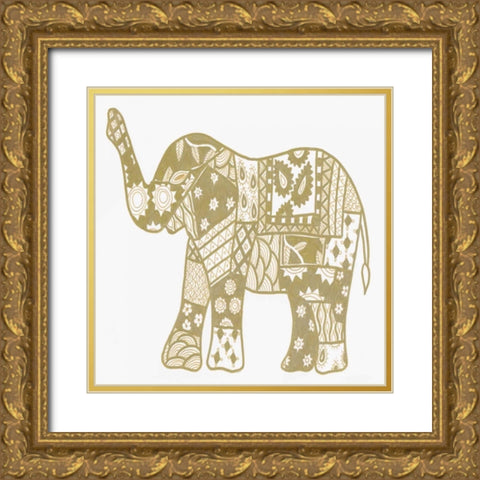 Elephant Gold Gold Ornate Wood Framed Art Print with Double Matting by Varacek, Pam