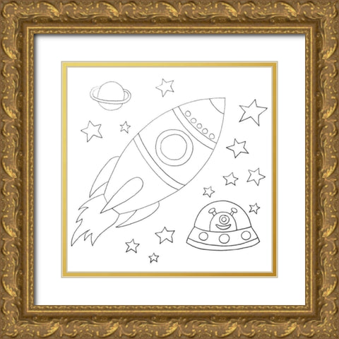 Rocket Gold Ornate Wood Framed Art Print with Double Matting by Varacek, Pam
