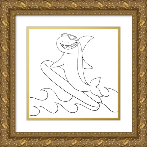 Shark Gold Ornate Wood Framed Art Print with Double Matting by Varacek, Pam