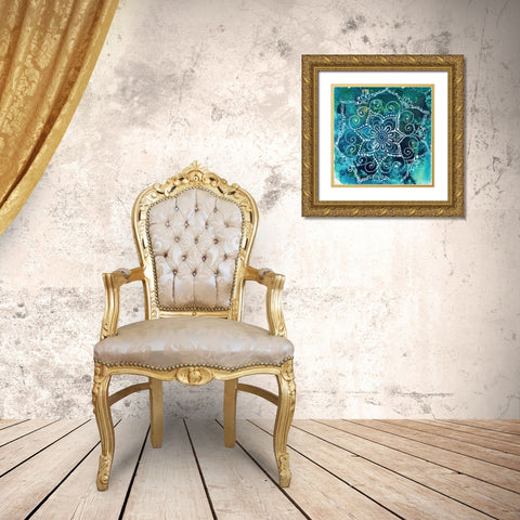 Mandala Mini 3 Gold Ornate Wood Framed Art Print with Double Matting by Varacek, Pam