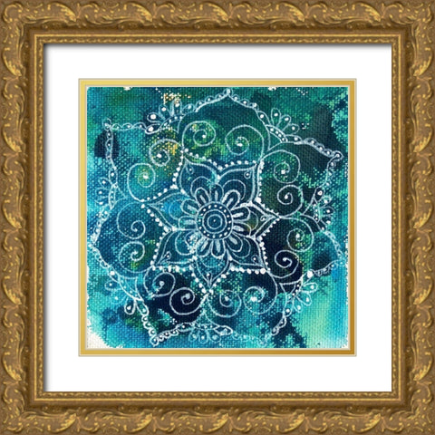 Mandala Mini 3 Gold Ornate Wood Framed Art Print with Double Matting by Varacek, Pam