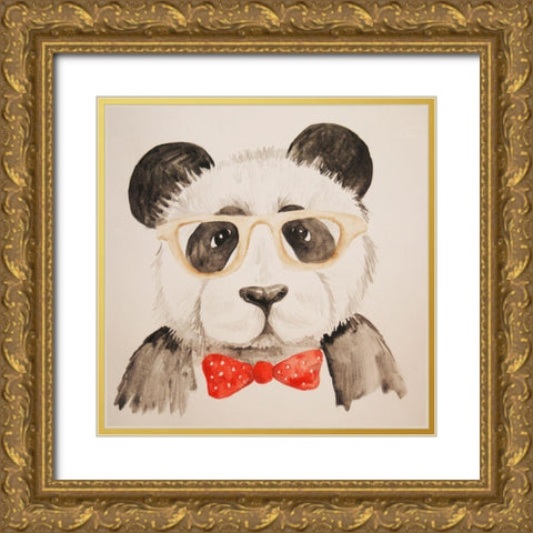Smart Panda Gold Ornate Wood Framed Art Print with Double Matting by Varacek, Pam