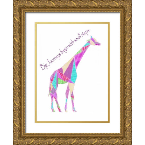Colorpoly Giraffe Big Journeys Gold Ornate Wood Framed Art Print with Double Matting by Varacek, Pam