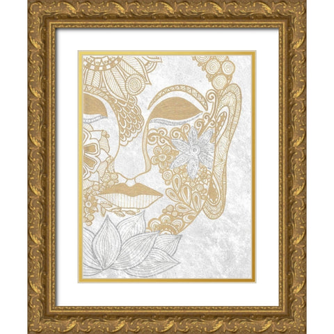 Buddha Bling Gold Ornate Wood Framed Art Print with Double Matting by Varacek, Pam