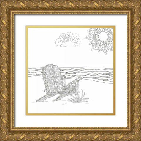 Summer Seat 2 Gold Ornate Wood Framed Art Print with Double Matting by Varacek, Pam