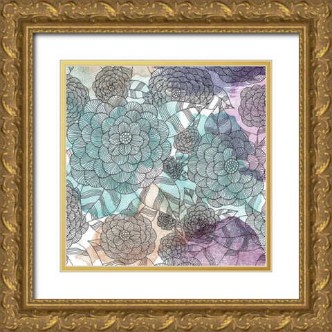 Watercolor Bouquet 1 Gold Ornate Wood Framed Art Print with Double Matting by Varacek, Pam