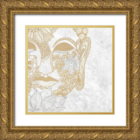 Buddha Bling Square Gold Ornate Wood Framed Art Print with Double Matting by Varacek, Pam