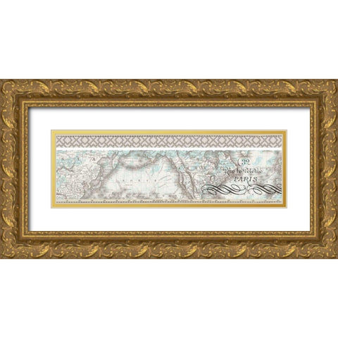 Paris Collage Global Panel Gold Ornate Wood Framed Art Print with Double Matting by Allen, Candace