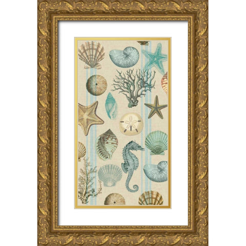 Beach Comber Cream Gold Ornate Wood Framed Art Print with Double Matting by Lula Bijoux and Company