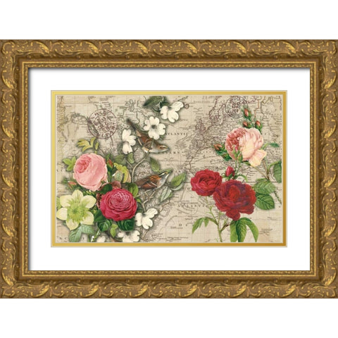 Atlas Bird Garden Gold Ornate Wood Framed Art Print with Double Matting by Allen, Candace
