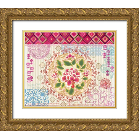 Boho Medallion Gold Ornate Wood Framed Art Print with Double Matting by Allen, Candace