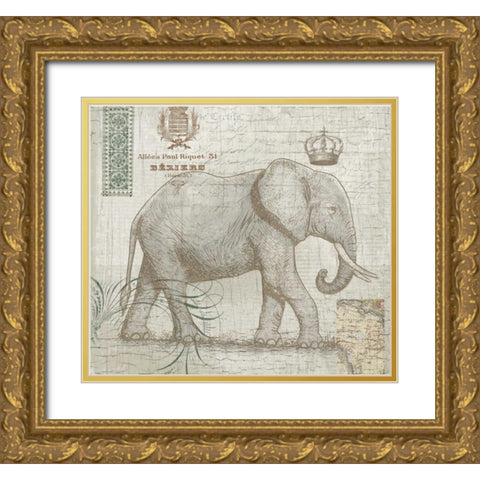 Elegant Safari Elephant 2 Gold Ornate Wood Framed Art Print with Double Matting by Allen, Candace