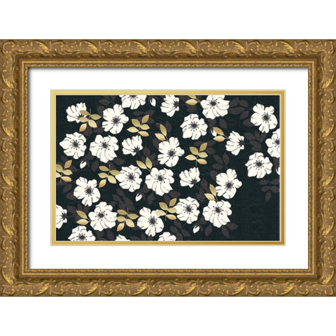 1613 Flora Noir Floral Repeat Gold Ornate Wood Framed Art Print with Double Matting by Allen, Candace