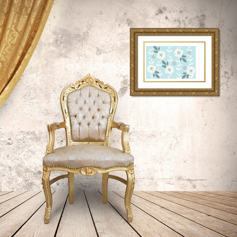 Folksy Floral Gold Ornate Wood Framed Art Print with Double Matting by Allen, Candace