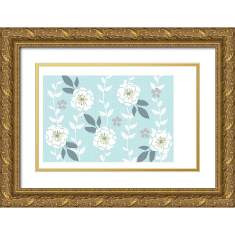 Folksy Floral Gold Ornate Wood Framed Art Print with Double Matting by Allen, Candace