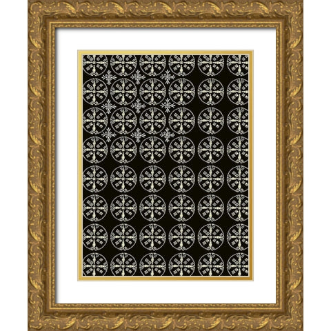 Midnight Floral Gold Ornate Wood Framed Art Print with Double Matting by Allen, Candace