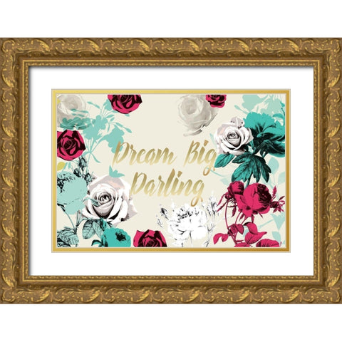 Hello Beautiful Bright Roses IVORY Gold Ornate Wood Framed Art Print with Double Matting by Allen, Candace