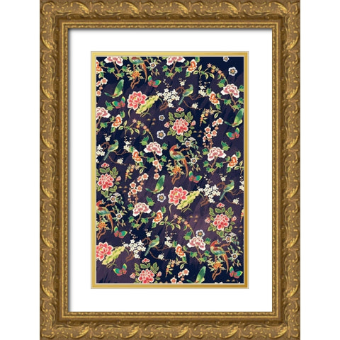 Kimono Quilt Gold Ornate Wood Framed Art Print with Double Matting by Allen, Candace