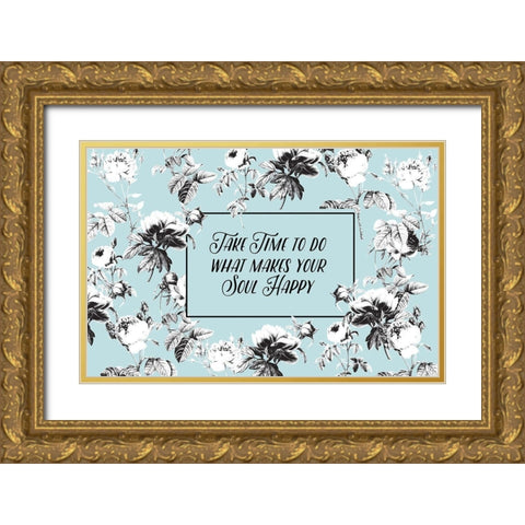 Happy Soul Blue Gold Ornate Wood Framed Art Print with Double Matting by Allen, Candace