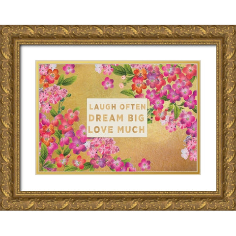 Pretty Floral on Gold Gold Ornate Wood Framed Art Print with Double Matting by Allen, Candace