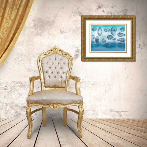 Watercolor Coast Shells Gold Ornate Wood Framed Art Print with Double Matting by Allen, Candace