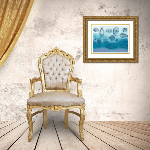 Watercolor Coast Shells 2 Gold Ornate Wood Framed Art Print with Double Matting by Allen, Candace
