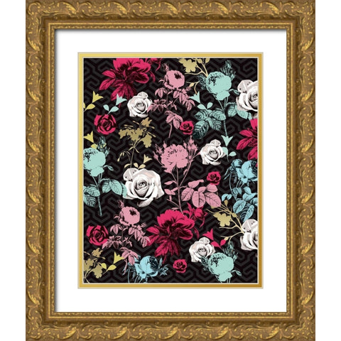 Modern Drama Fleur 1 Gold Ornate Wood Framed Art Print with Double Matting by Allen, Candace