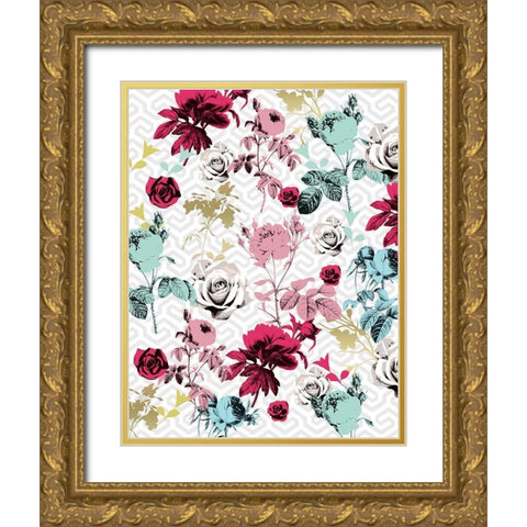 Modern Drama Fleur 2 Gold Ornate Wood Framed Art Print with Double Matting by Allen, Candace