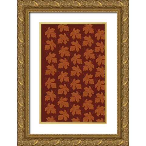 Welcome Fall Leaves 1 Gold Ornate Wood Framed Art Print with Double Matting by Allen, Candace